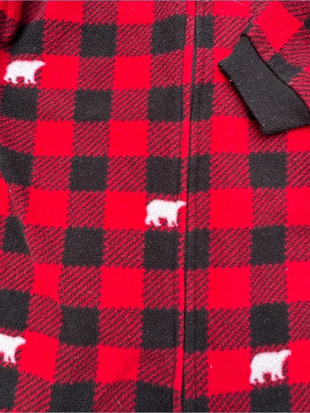 Children’s Place Buffalo Plaid Bear Print Footed Pajama 3T